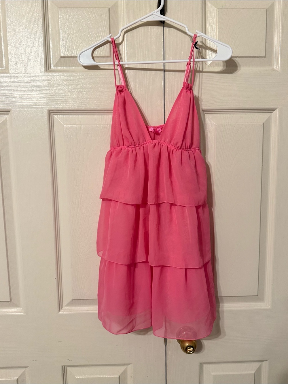 Betsey Johnson Hot Pink Tiered Chiffon Cami Dress
